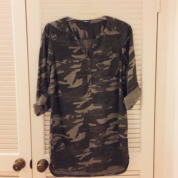 Express Dresses & Skirts - NWT Express Camouflage Shirt Dress - Size M